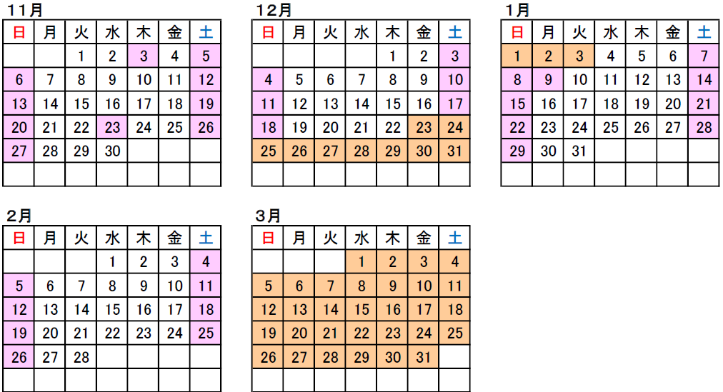 路上工事抑制カレンダー