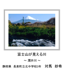 富士山が見える川