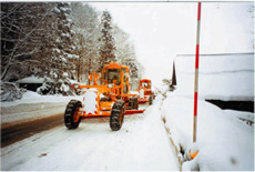 国道18号新潟県境の除雪状況（ロータリー除雪車）