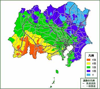 出典： 内閣府　平成24年8月 P.1「 南海トラフの巨大地震による津波高・浸水域等（第二次報告）及び被害想定（第一次報告）について資料1-6市町村別最大震度一覧表 」より作図した。