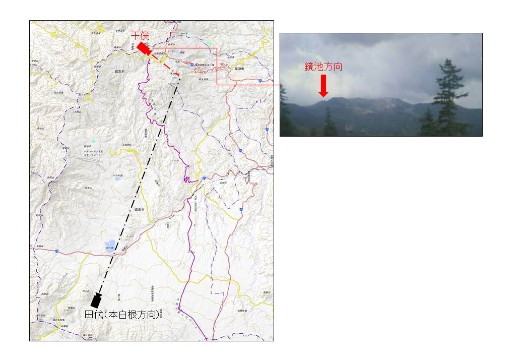 本白根臨時カメラ干俣位置図