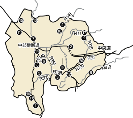 山梨県の地図
