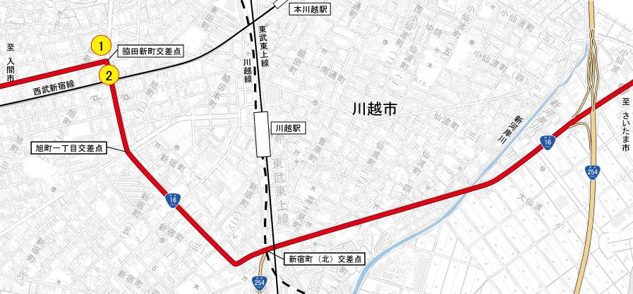 一般国道16号川越市脇田新町地区