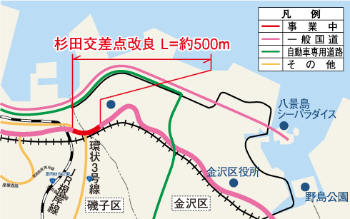 杉田交差点改良位置図