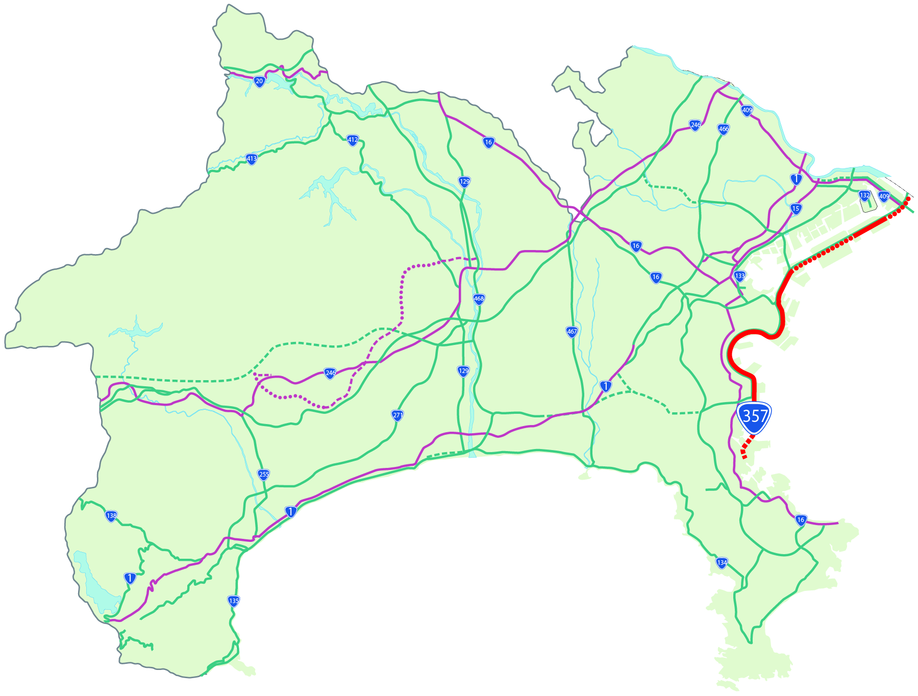 一般国道357号 横浜国道事務所位置図