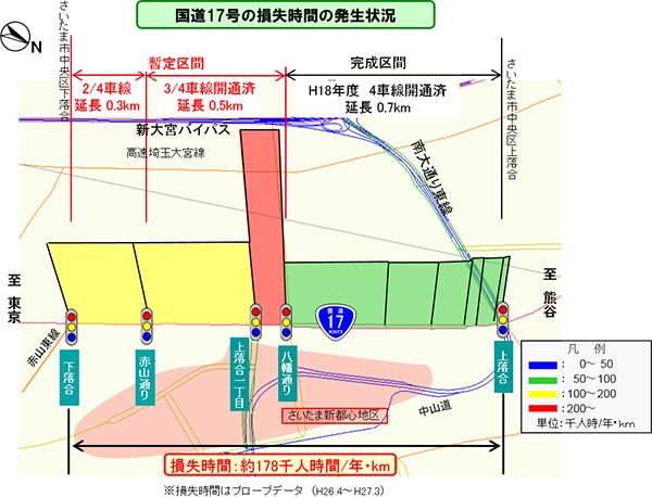 国道17号の損失時間の発生状況