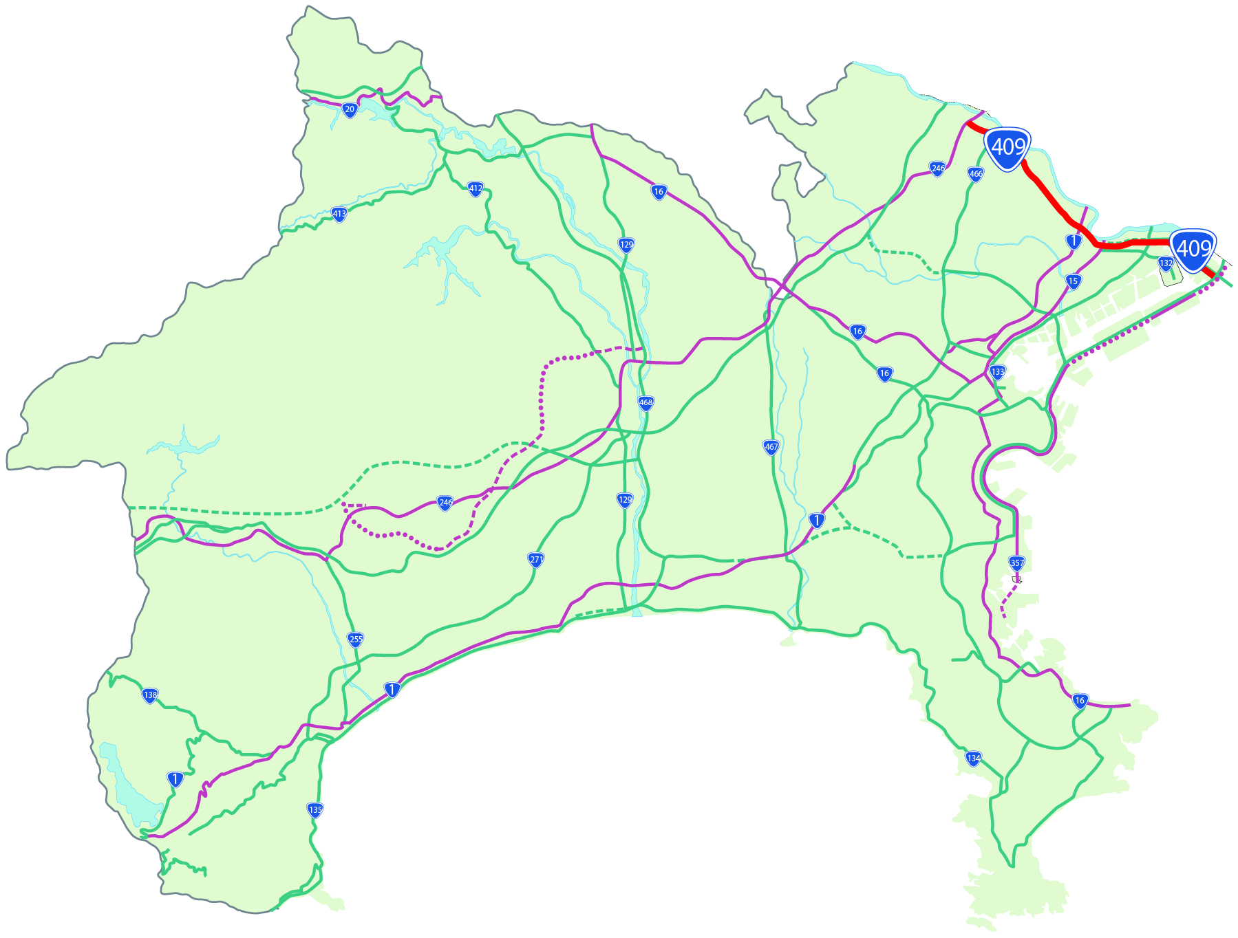 横浜国道事務所　一般国道409号位置図