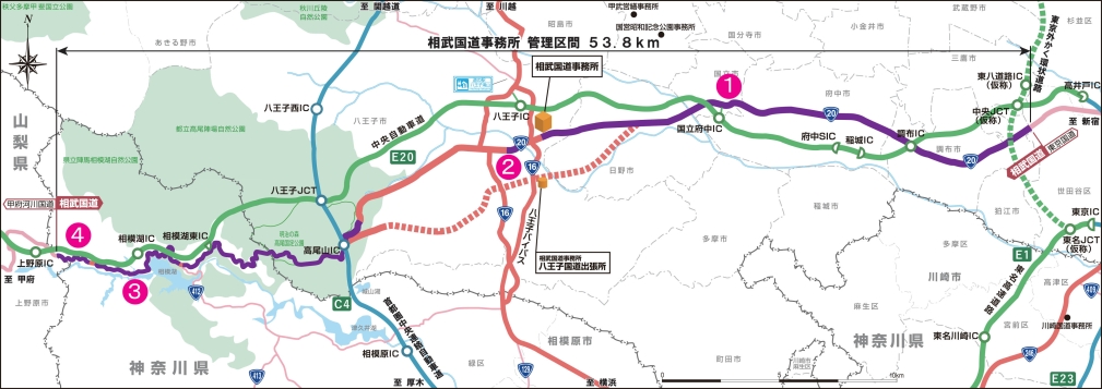 情報BOXの貸し出し区間(国道20号)