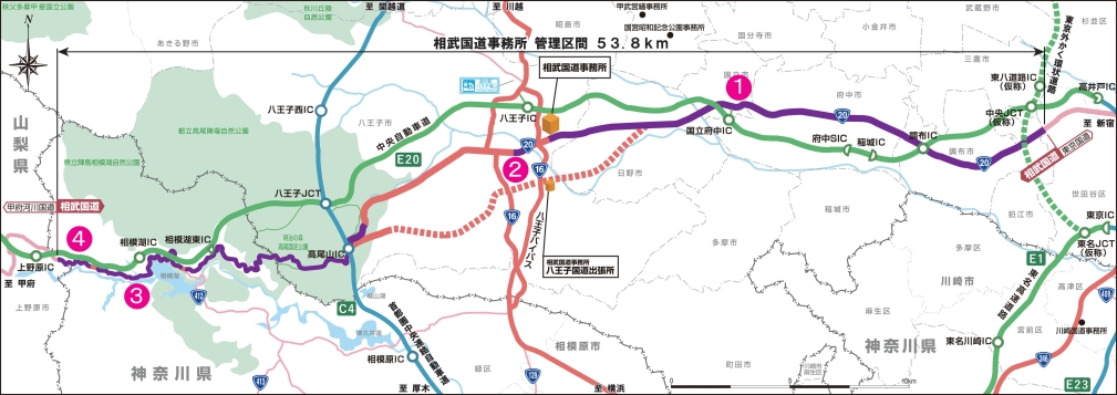 情報BOXの貸し出し区間（国道20号）