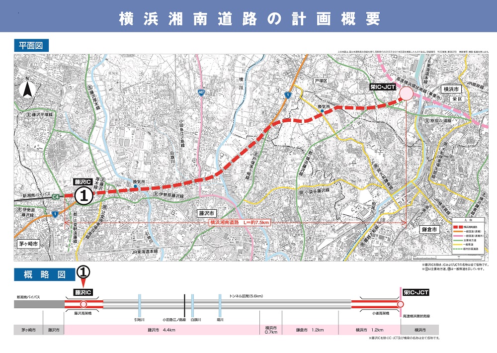 横浜湘南道路の計画概要図