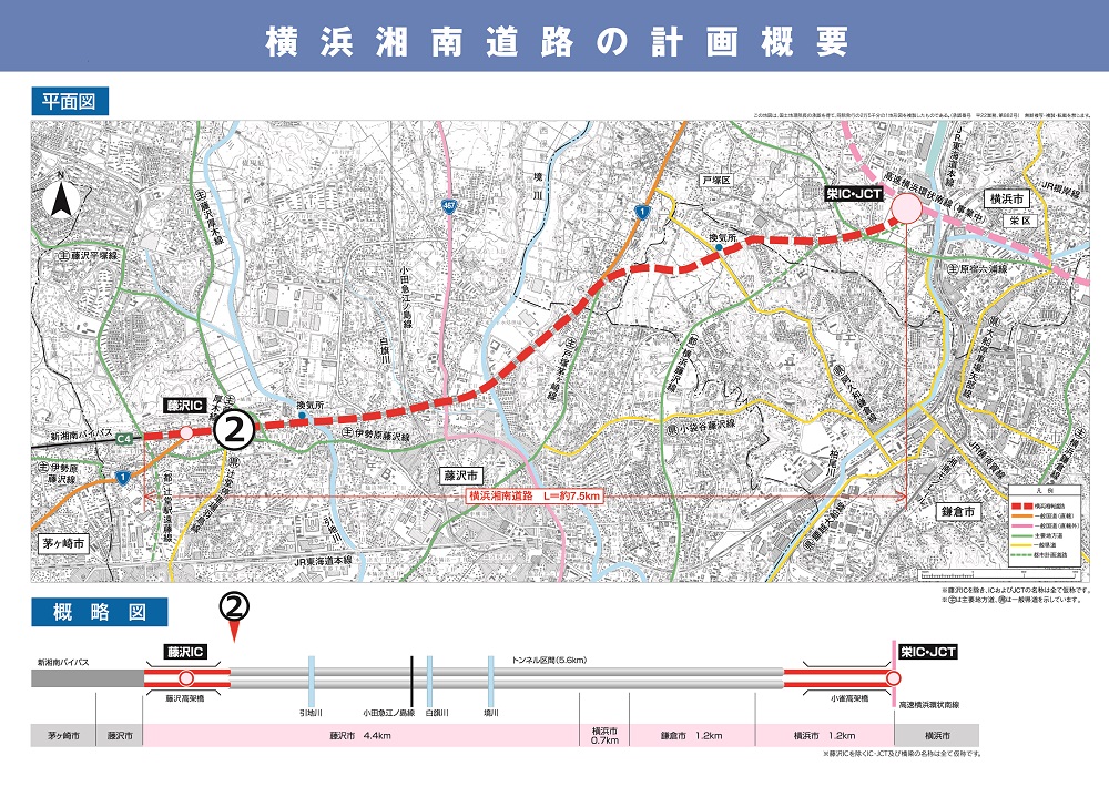 横浜湘南道路の計画概要図