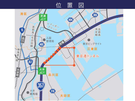 東京港トンネル位置図