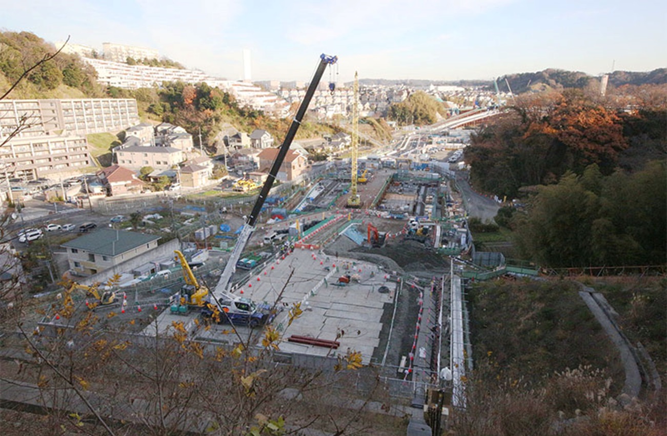 公田笠間トンネルの立坑工事を推進中（H30.12時点）