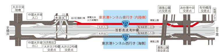 国道３５７号東京港トンネル平面図
