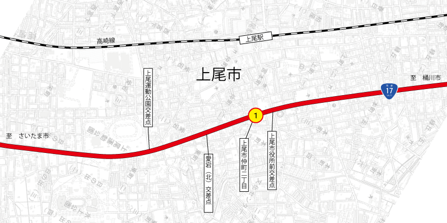 一般国道17号 上尾市仲町地区