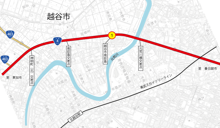 一般国道4号 越谷市南荻島地区