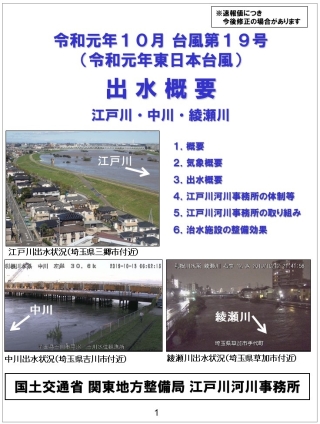 令和元年度 10月 台風第19号　江戸川出水速報(第2報)