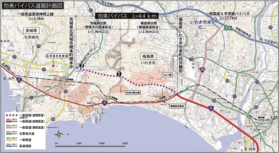 国道6号勿来バイパス道路計画図