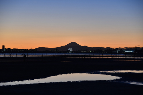 富士山と夕日