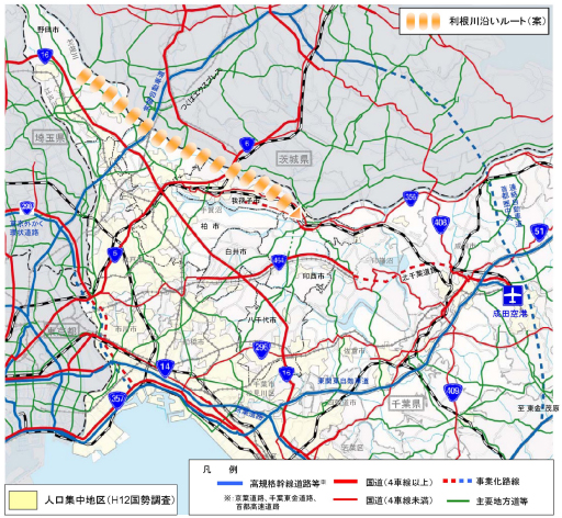 [44千葉国]今後、「利根川沿いルート」を具体的に検討する案として考えました（計画のたたき台）