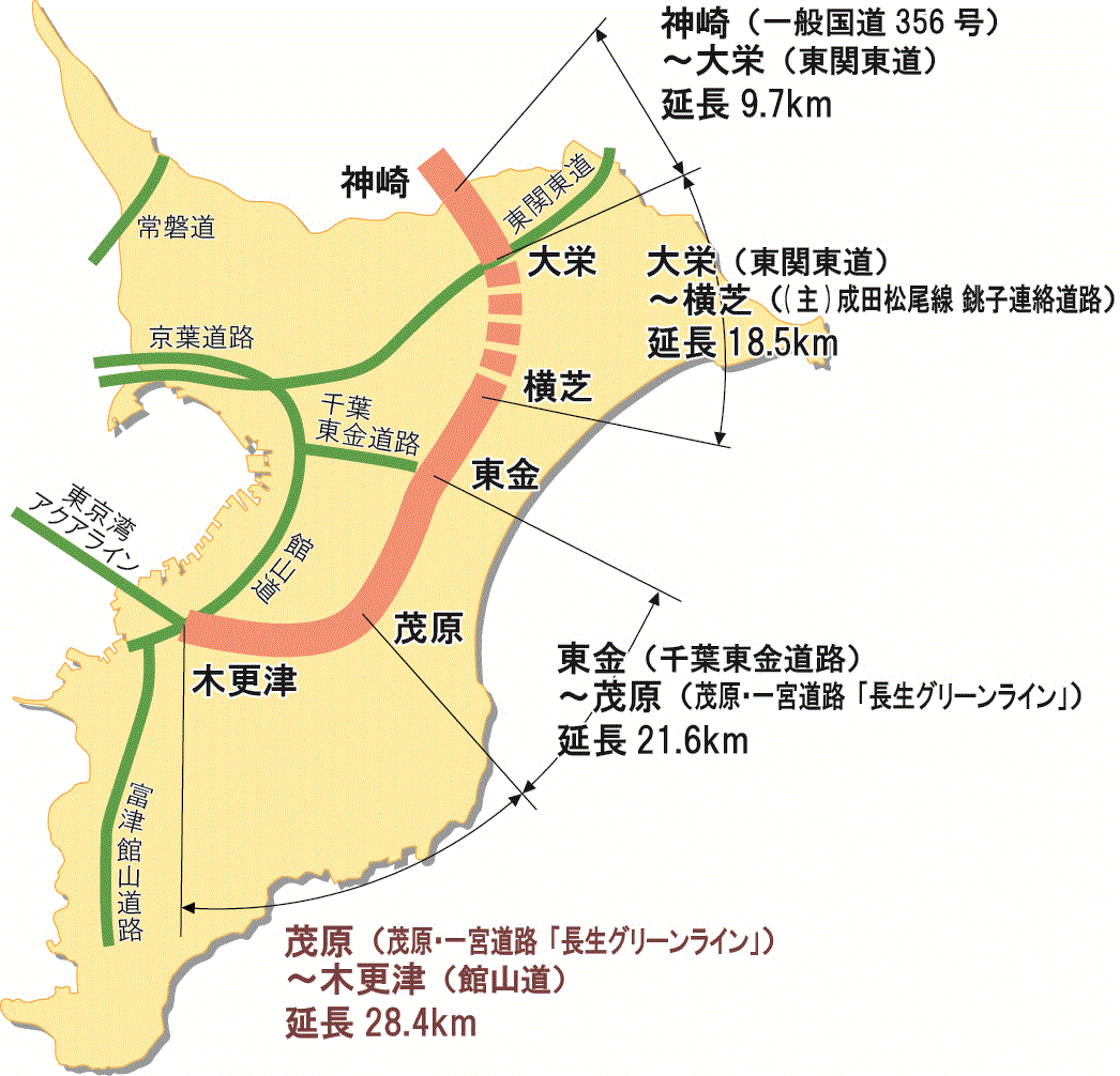 茂原～木更津間地図