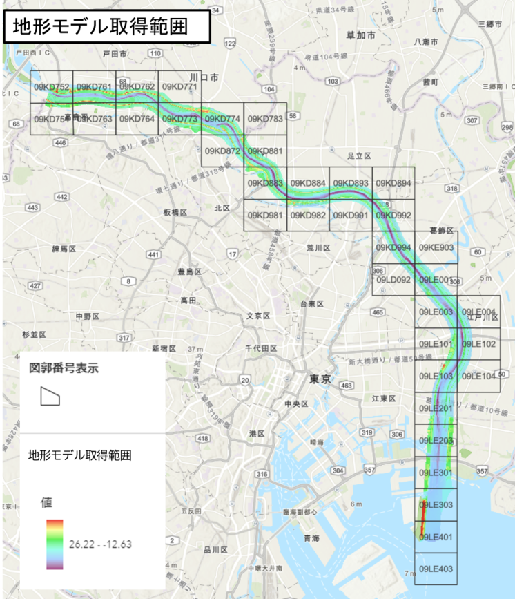 荒川下流域地形モデル取得範囲