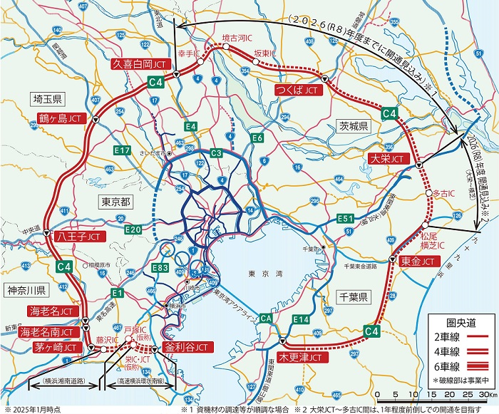 圏央道（首都圏中央連絡自動車道）概略図