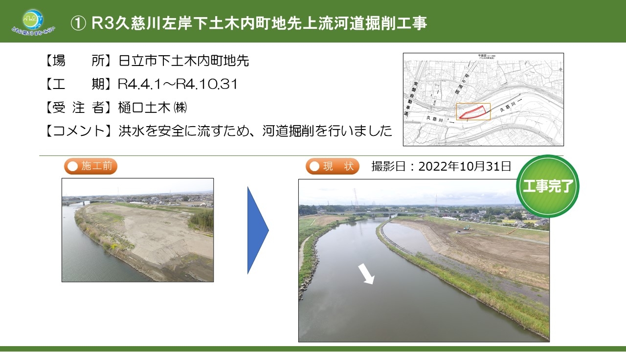 R３久慈川左岸下土木内町地先上流河道掘削工事