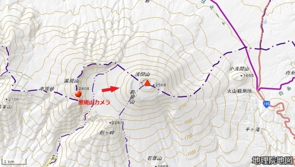 ライブカメラ位置図（黒斑山）