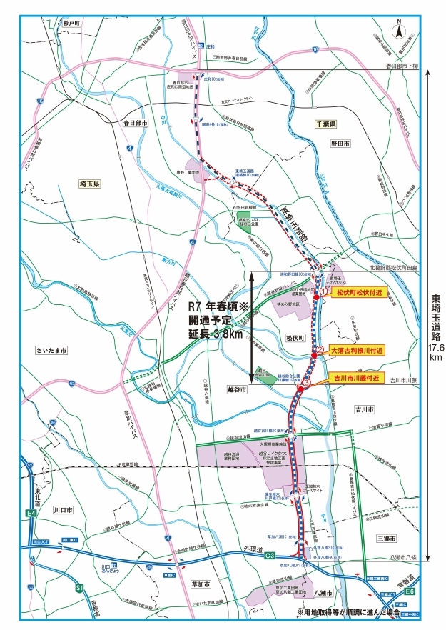 東埼玉道路事業位置図