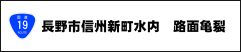 長野市信州新町水内災害　路面亀裂