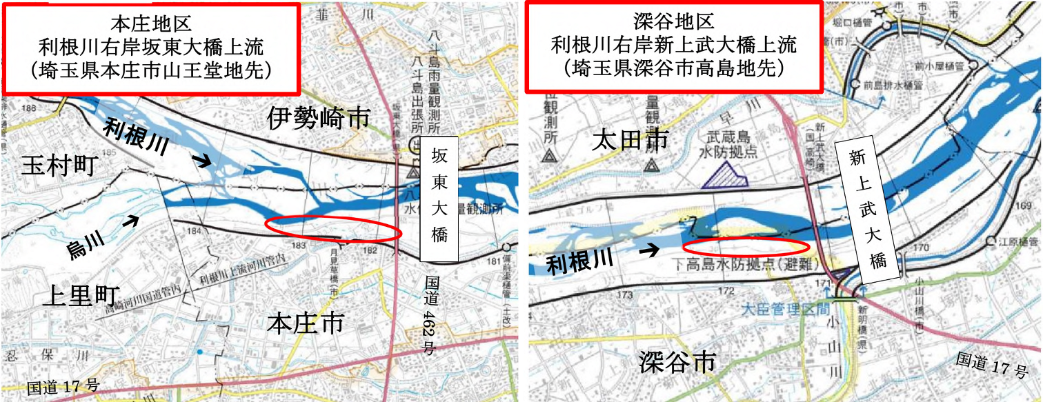 本庄・深谷地区の周辺図
