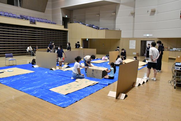 千代田町 避難所体験の様子