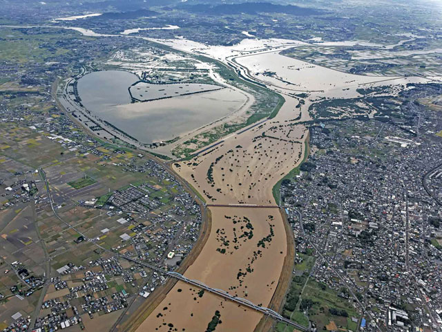 【地図】洪水時の渡良瀬遊水地