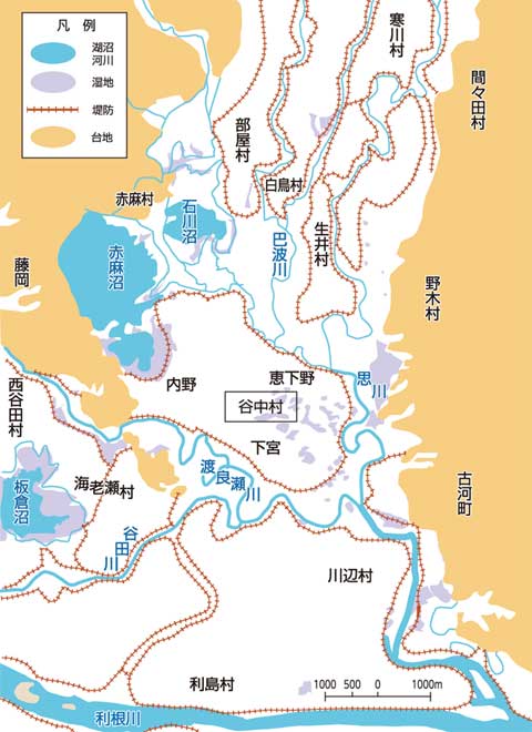 【図】明治時代の渡良瀬川下流部概略図