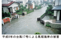 平成8年の台風17号による馬堀海岸の被害